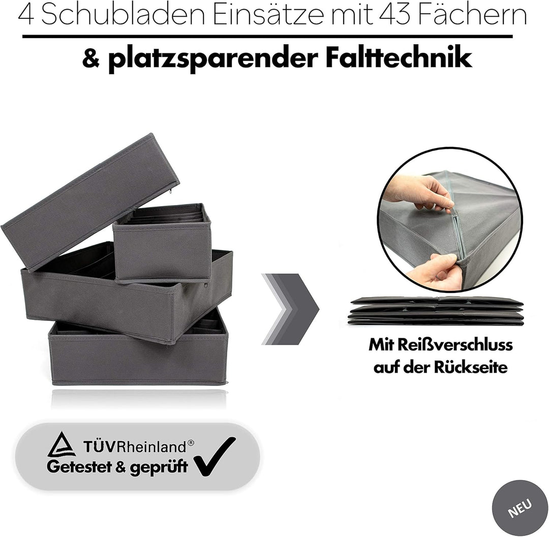 SB Trading - Schrank Organizer inkl. Schubladen Ordnungssystem aus Stoff - Kleiderschrank Hängeregal