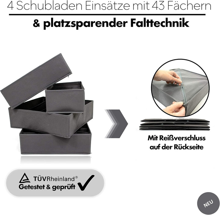 SB Trading - Schrank Organizer inkl. Schubladen Ordnungssystem aus Stoff - Kleiderschrank Hängeregal