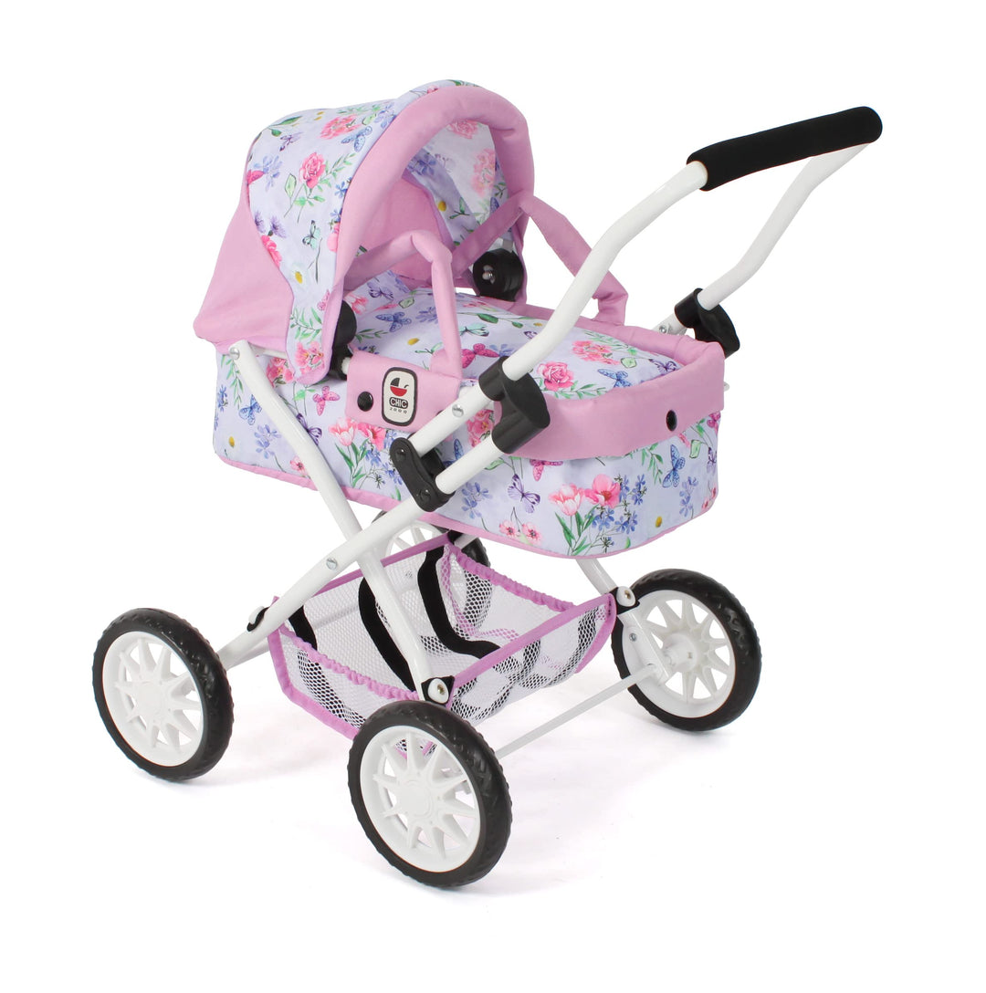 Bayer Chic 2000 - Puppenwagen Smarty, Kleiner Puppenwagen für Kinder ab 2 Jahren, Flowers, rosa, 555
