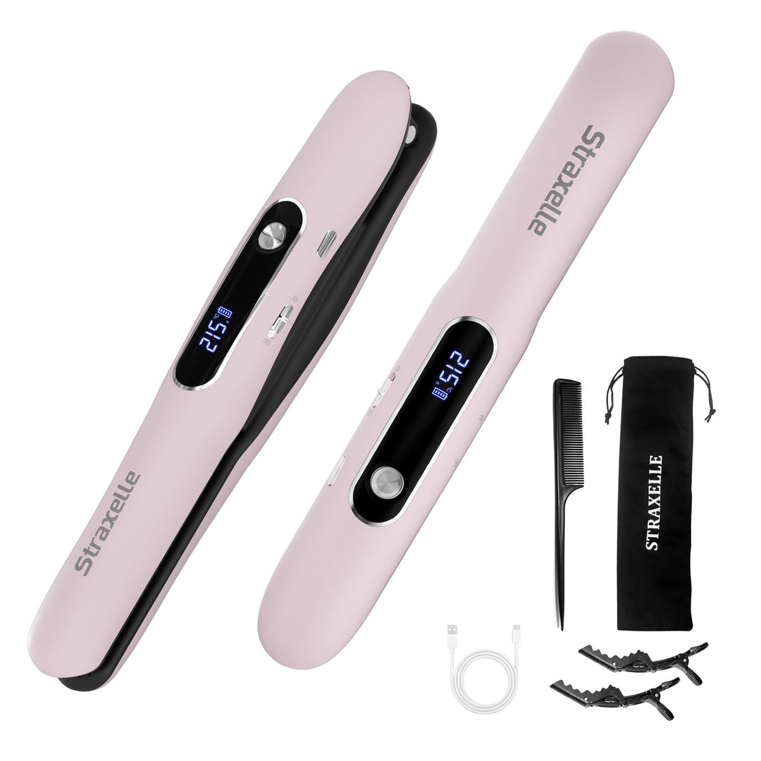 Mini Glätteisen Kabellos und Lockenstab, 2 in 1 Glätteisen Locken und Glätten 175°C-215°C, 5000mAh R