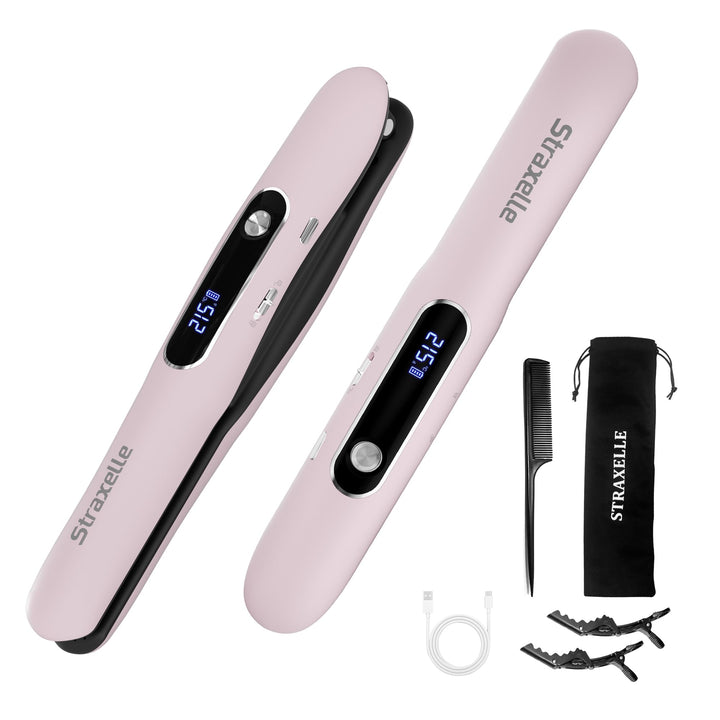 Mini Glätteisen Kabellos und Lockenstab, 2 in 1 Glätteisen Locken und Glätten 175°C-215°C, 5000mAh R