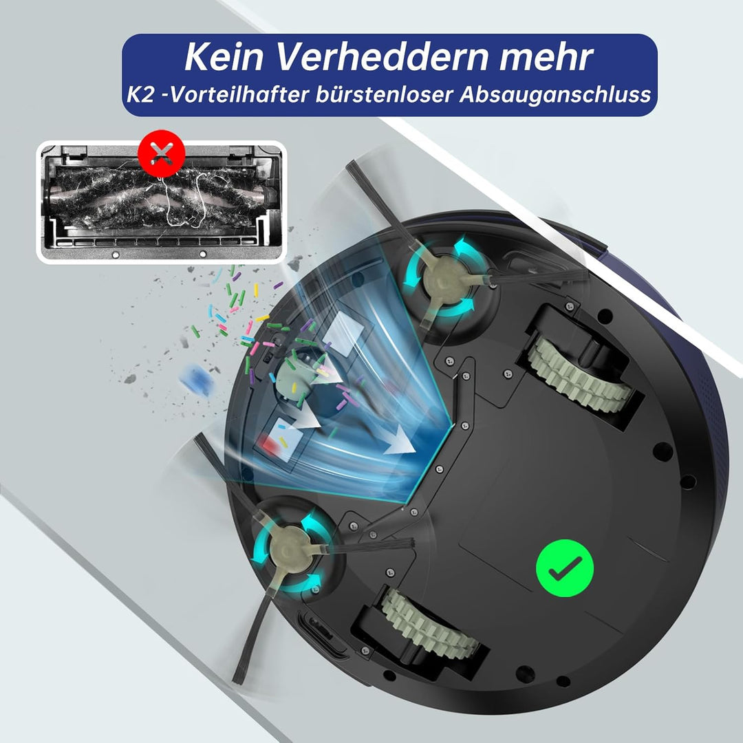 OKP Saugroboter, 2100Pa Staubsauger Roboter mit WLAN Superschlank Staubsaugerroboter App Alexa Sprac