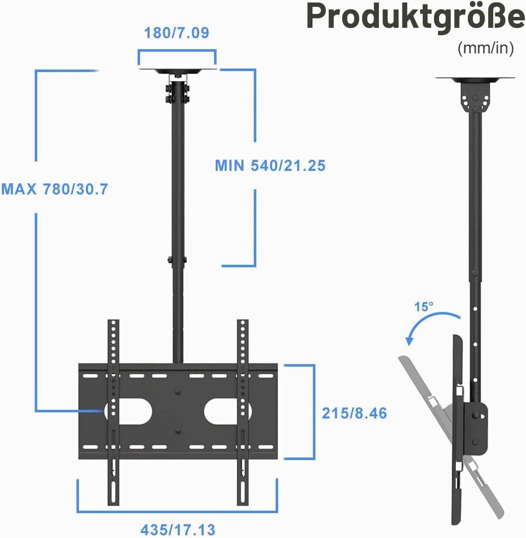 Suptek TV Deckenhalterung Für 26-65 Zoll LCD LED Plasma Flachbildschirme höhenverstellbar mit Neigun