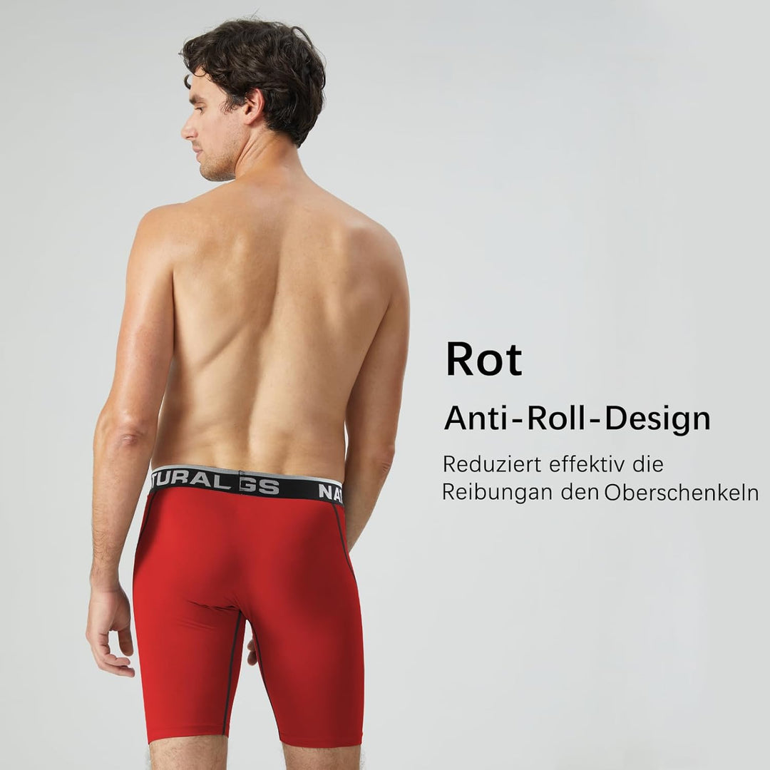 Natural Feelings Langes Bein Sport Boxershorts Herren 3er Pack Elastisch 9 Zoll Unterhosen Männer S