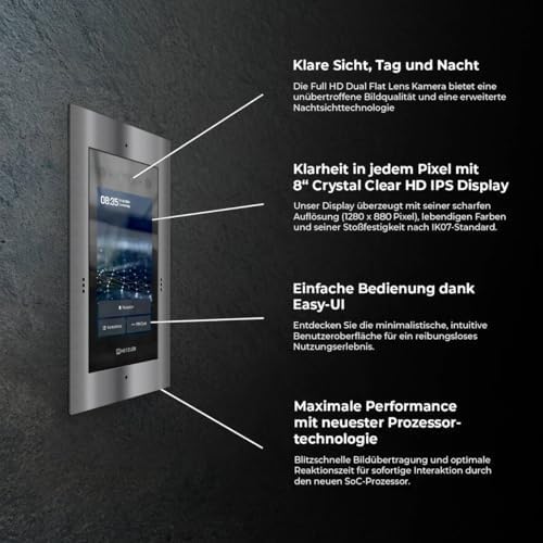 Metzler Türsprechanlage mit Kamera &amp; Gesichtserkennung - Anschluss LAN + 12V DC - 1-500 Parteien - V