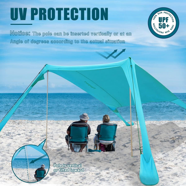 Strandzelt Sonnenschutz Strand zelte strandmuschel Muschel UPF50+ mit Sandschaufel, Erdnägeln und St