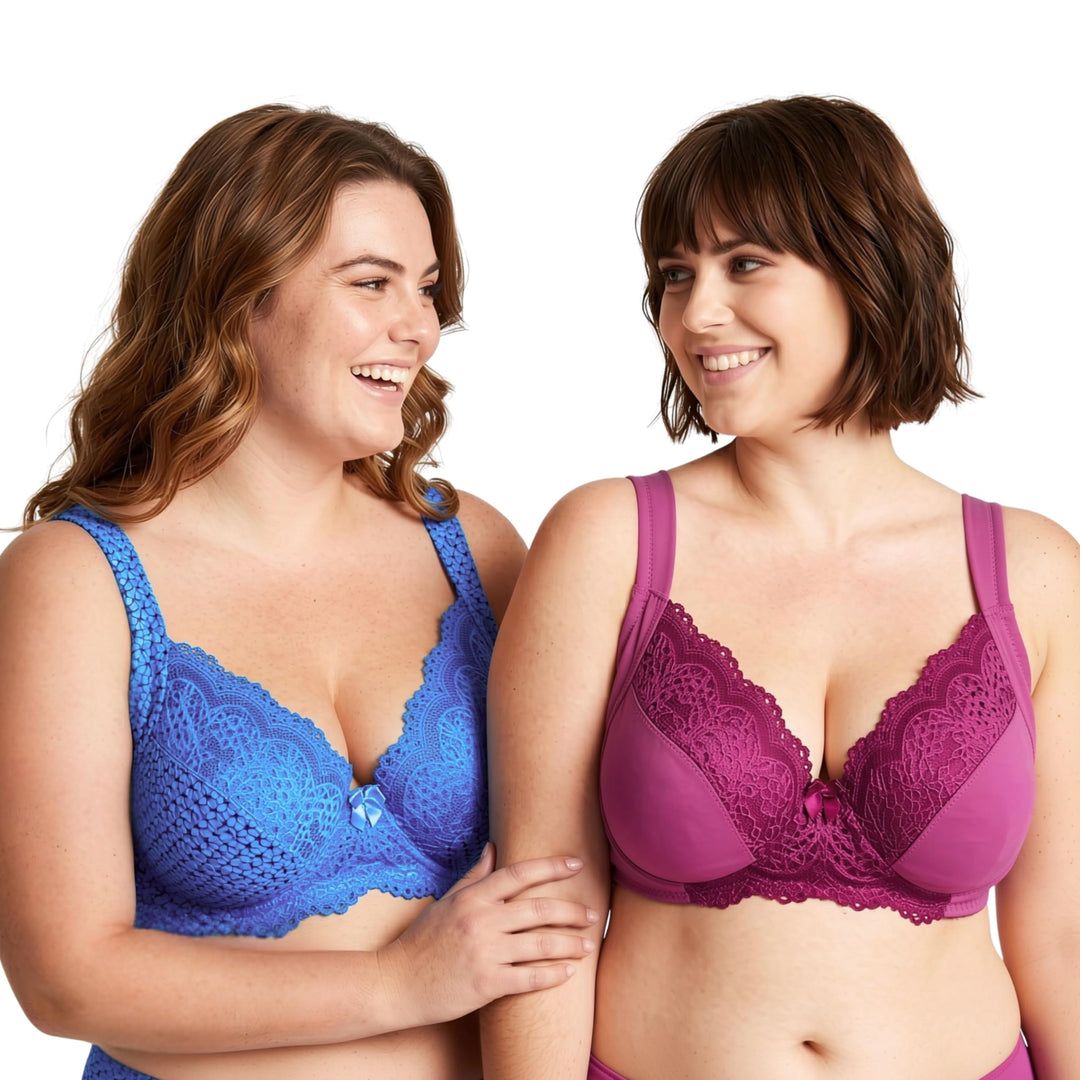 Curve Muse Übergrösse Ungefüttert Bügel-BHs-2er Pack | Gepolsterte Träger, Bedruckt, Balconette, Lif