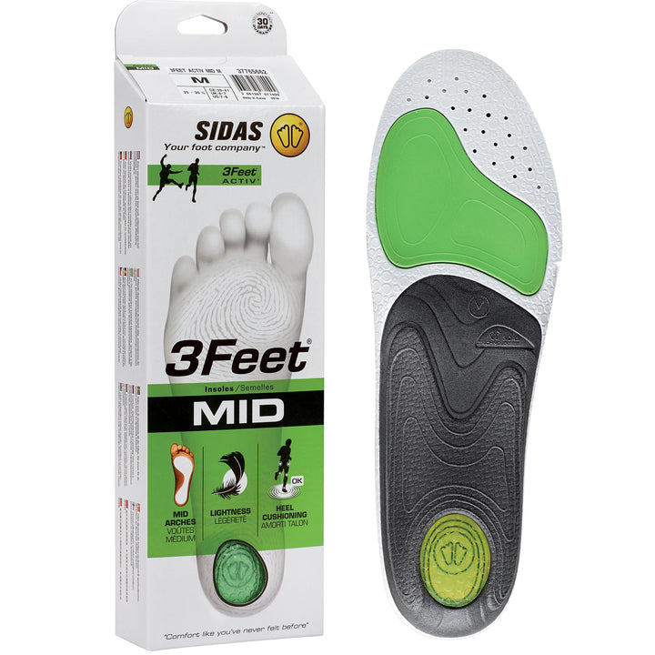Sidas 3feet Activ' Mid Einlegesohlen/Sportschuhe, Unisex, Erwachsene, Grün, klein XX-Large/Size 12-1