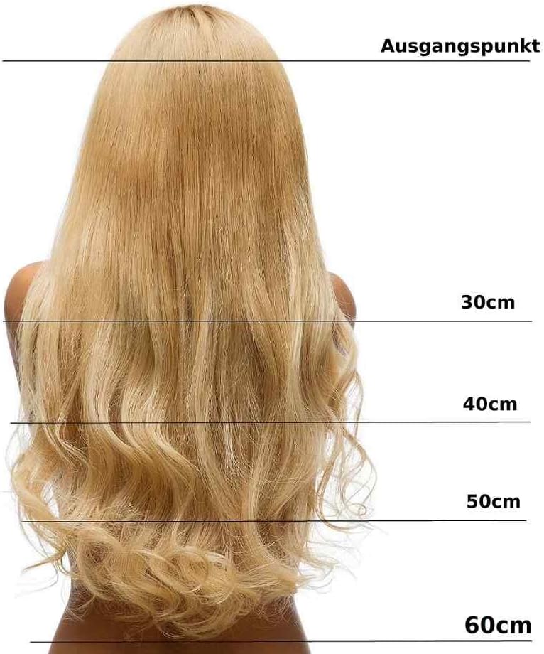 hair2heart Premium Microring Extensions Echthaar glatt - 50 Strähnen 1g 60cm 8/01 hellblond natur-as