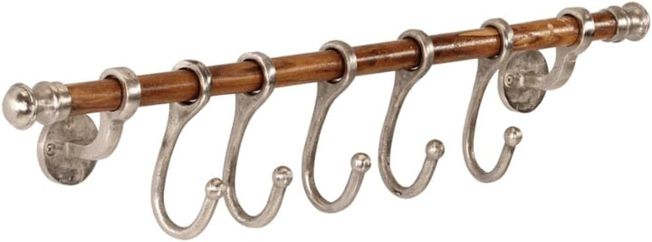 Hothingwell Wandgarderobe, Aluminium, 75 x 15 cm, 5 Haken | Verstellbare Schiebehaken, polierte Ober