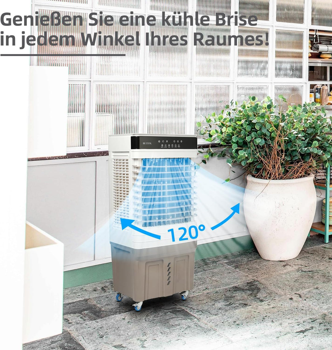 BE COOL 4in1 Luftkühler mit Wasserkühlung - Verdunstungskühler, Ventilator, Luftbefeuchter, Luftwäsc