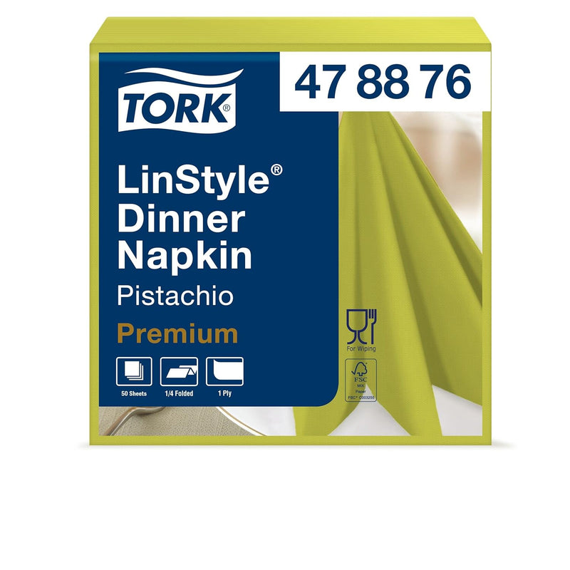 Tork 478876 Linstyle Premium Dinnerservietten Pistazie / Servietten stoffähnlich / Saugfähig / 1-lag