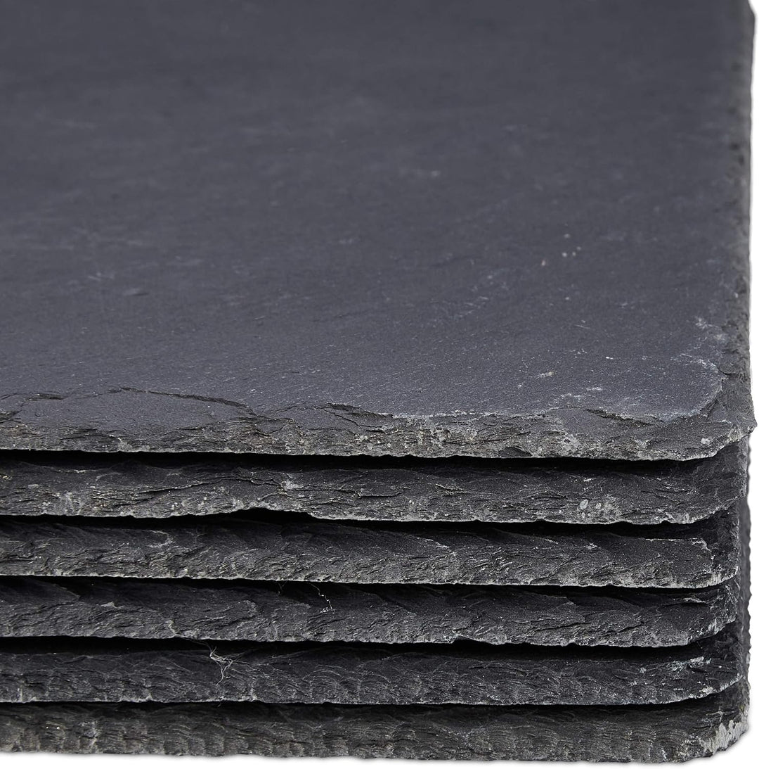 Relaxdays 12 x Schieferplatte, 25 x 25 cm, Platzteller zum Servieren &amp; Beschriften, Buffet, Servierp