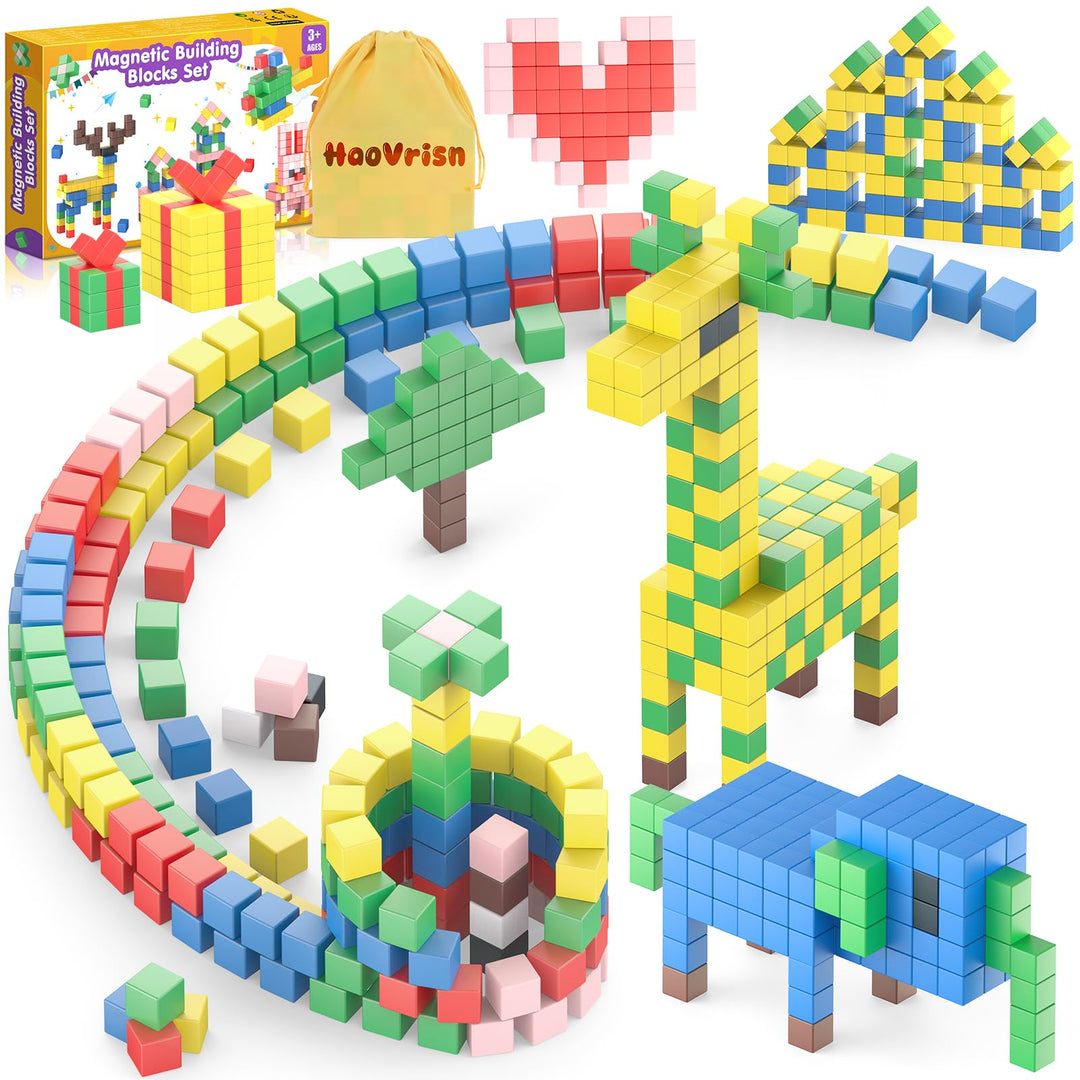 HaoVrisn Magnetische Bausteine Kinderspielzeug, 60 Stück Magnetbausteine Spielzeug Kinder ab 3 4 5 6
