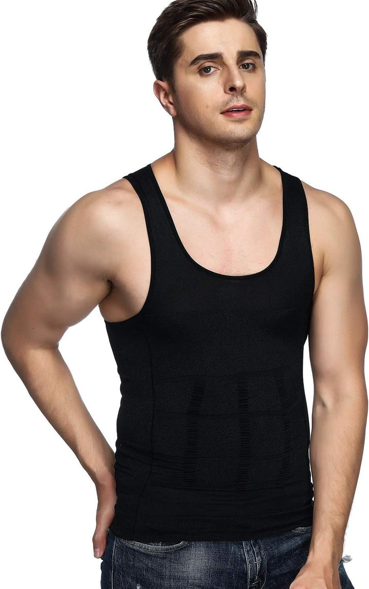 Odoland Unterhemden Herren Shapewear 3er Pack Tank Top Compression Shirt Kompressionsshirt Bauchweg