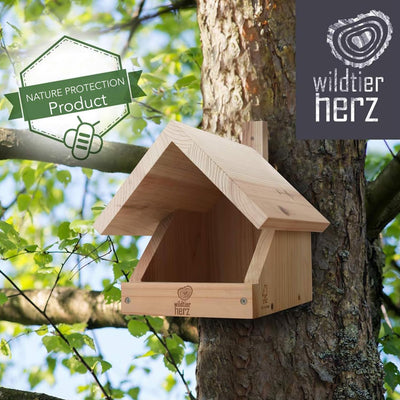 wildtier herz I Amsel Nistkasten aus verschraubtem Massiv-Holz - Wetterfest & Unbehandelt, Vogelhaus