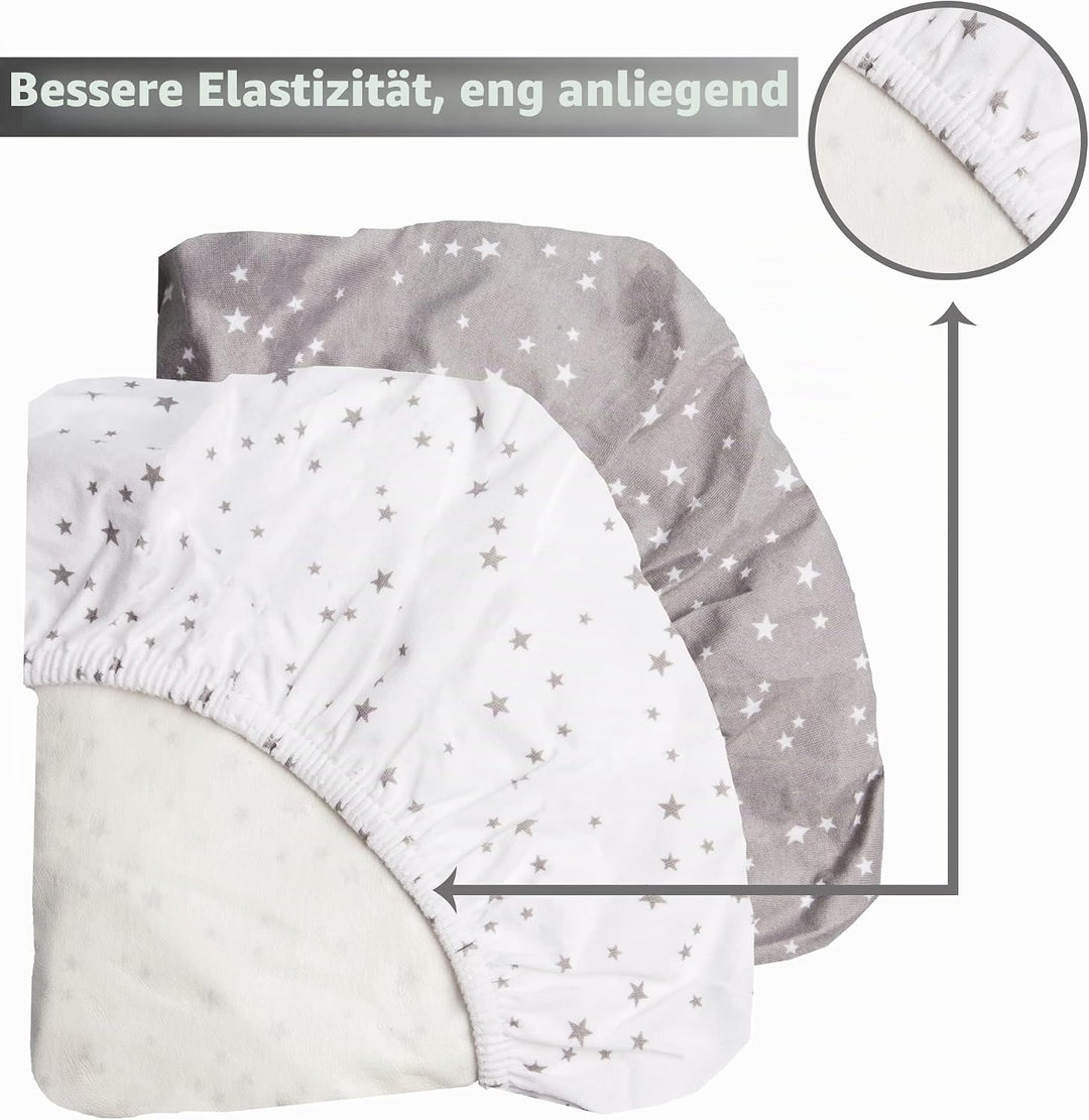 Lilly B. Bio-Baumwolle GOTS 2-in-1-Pack mit 2 Wasserdichten Babybettlaken, verwendet anstelle von Ma