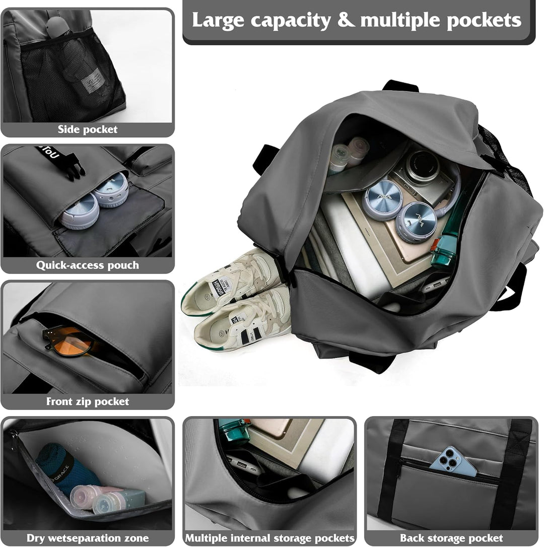 Sporttasche Damen Herren, Reisetasche mit Schuhfach, Trainingstasche mit Nassfach, wasserdichte Week