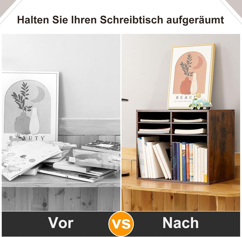 GUUSII HOME Schreibtischablage 12 Fächern Schreibtisch-Organizer Briefablage Stapelbar Ablagesystem