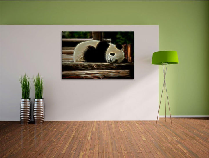 Dark süsser kleiner Pandabär NewArt Format: 100x70 cm auf Leinwand, XXL riesige Bilder fertig gerahm