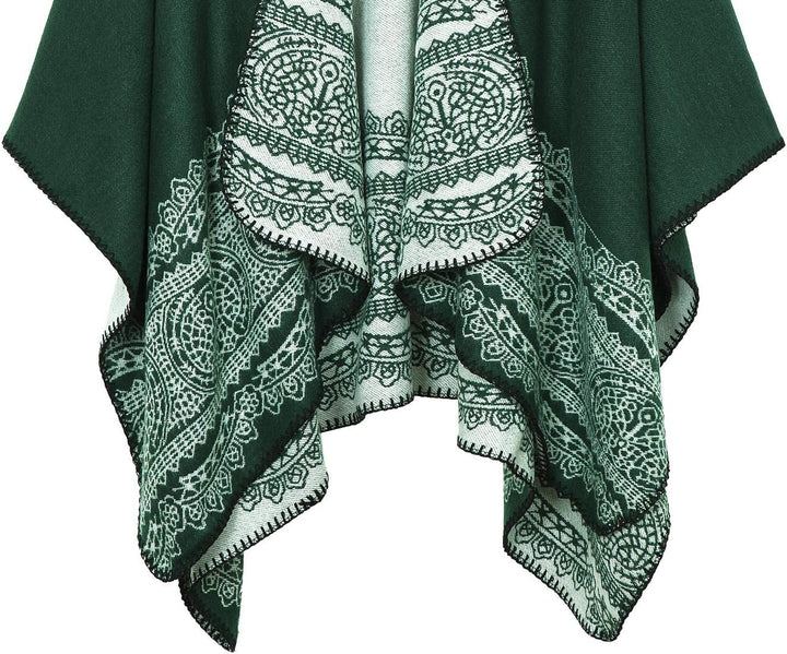 Damen Warm Offene Front Strick Schals und Wraps Floral Elegante Cardigans Poncho Cape Coat Mantel Gr