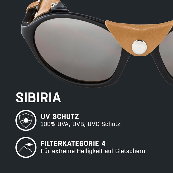 ALPINA SIBIRIA - Kat.4 Gletscherbrille mit seitl. Blend- & Windschutz aus Leder und Gletscherbrille1