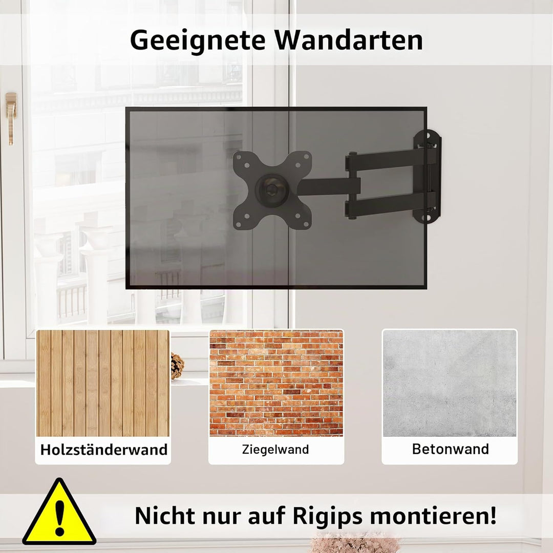 BONTEC PC Monitor Wandhalterung TV Wandhalterung Schwenkbar/Neigbar für 13-30 Zoll Plasma Curved Mon