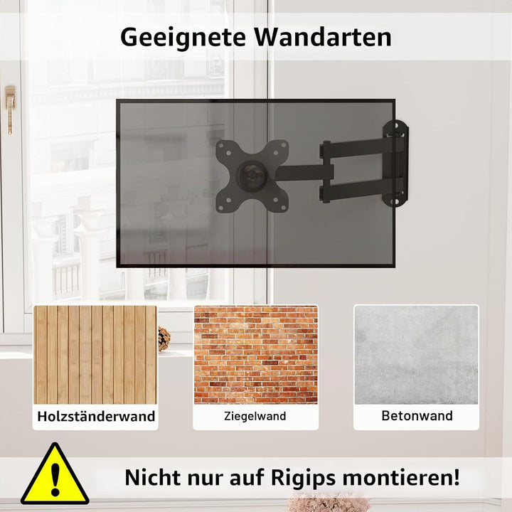 BONTEC PC Monitor Wandhalterung TV Wandhalterung Schwenkbar/Neigbar für 13-30 Zoll Plasma Curved Mon