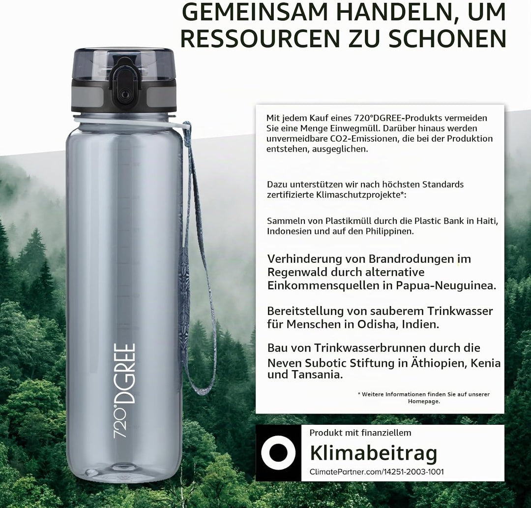 720°DGREE Trinkflasche “uberBottle“ 350ml, 500ml, 650ml, 1l softTouch +Früchtebehälter - Auslaufsich