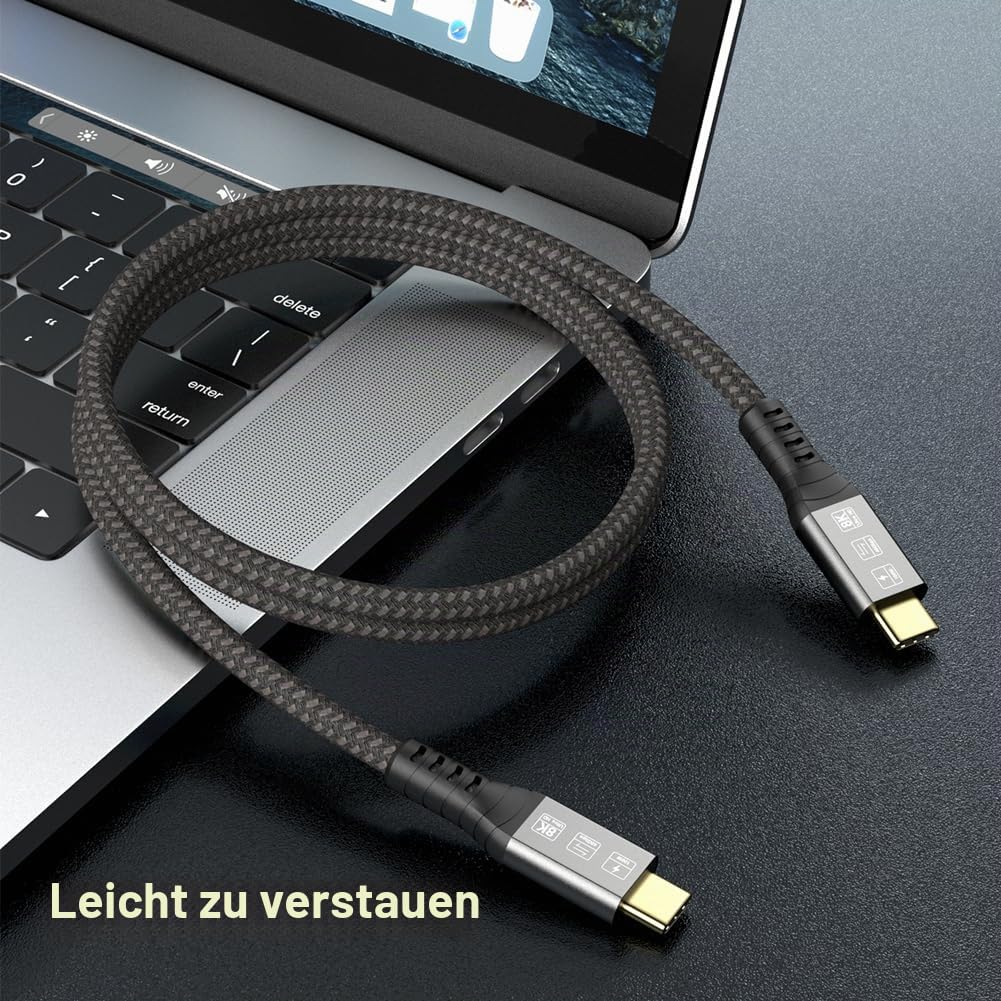 CableDeconn USB4 8K 1.8m Cable M/M USB-C Compatible with Thunderbolt 4 8K@30Hz 5K@60Hz 4K@120Hz Vide