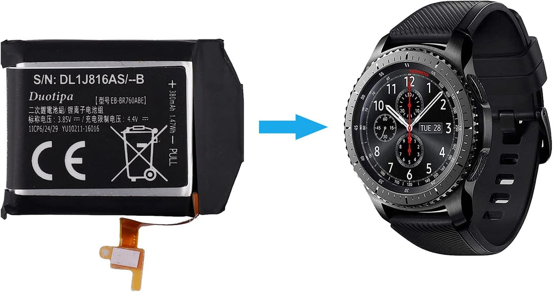 Duotipa Ersatzakku Batterie EB-BR760ABE kompatibel mit Samsung Gear S3 Frontier Classic SM-R770 R760