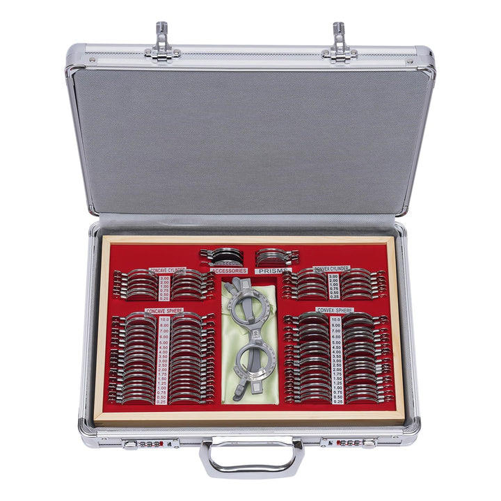 Trial Lens Testlinsen-Set, 104tlg Linsen Mit Testbrille Testlinsenausrüstung Metal Optometry Testlin