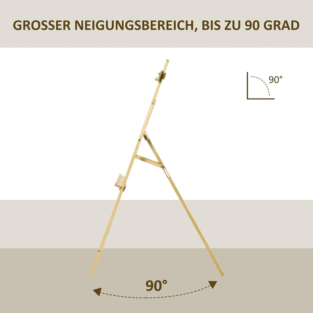 HOMCOM Staffelei Holz 134,5 cm hoch Holzstaffelei für Leinwände bis 108 cm Feldstaffelei Atelierstaf