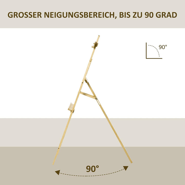 HOMCOM Staffelei Holz 134,5 cm hoch Holzstaffelei für Leinwände bis 108 cm Feldstaffelei Atelierstaf
