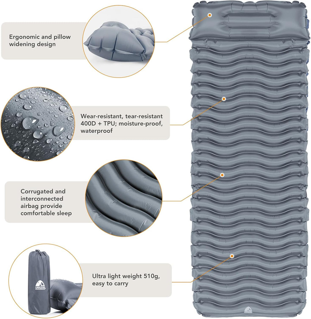 Unigear Camping Isomatte Kleines Packmass, Aufblasbare Luftmatratze Camping, Schlafmatte für Outdoor