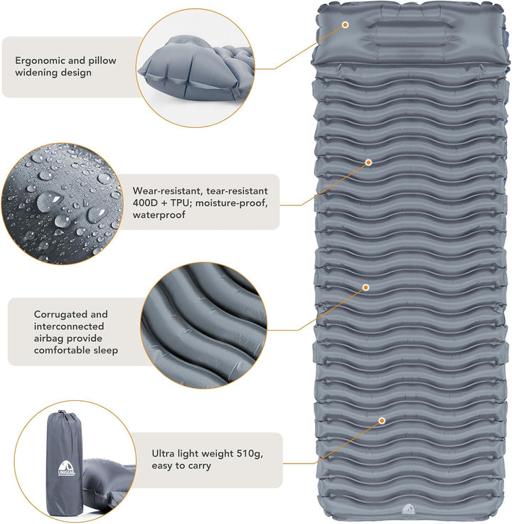 Unigear Camping Isomatte Kleines Packmass, Aufblasbare Luftmatratze Camping, Schlafmatte für Outdoor