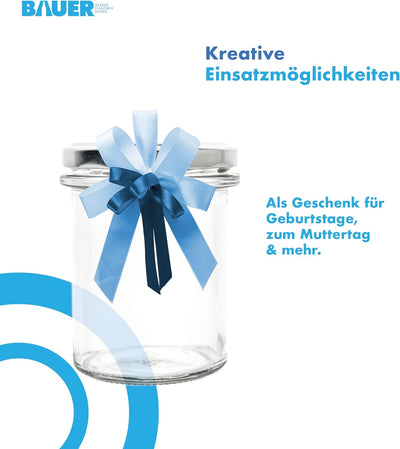 flaschenbauer.de 24er Set Sturzgläser 214 ml inkl. silberne Twist Off Deckel TO66 zum Einmachen von