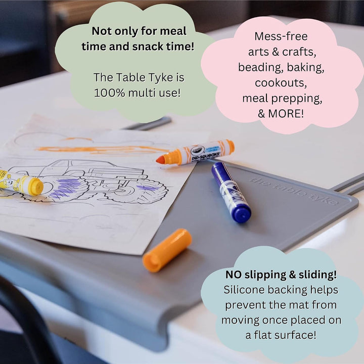 The Table Tyke Tischset aus 100 % Silikon mit Zahnenrand, Stossstange/Verschüttungsstopper, spülmasc