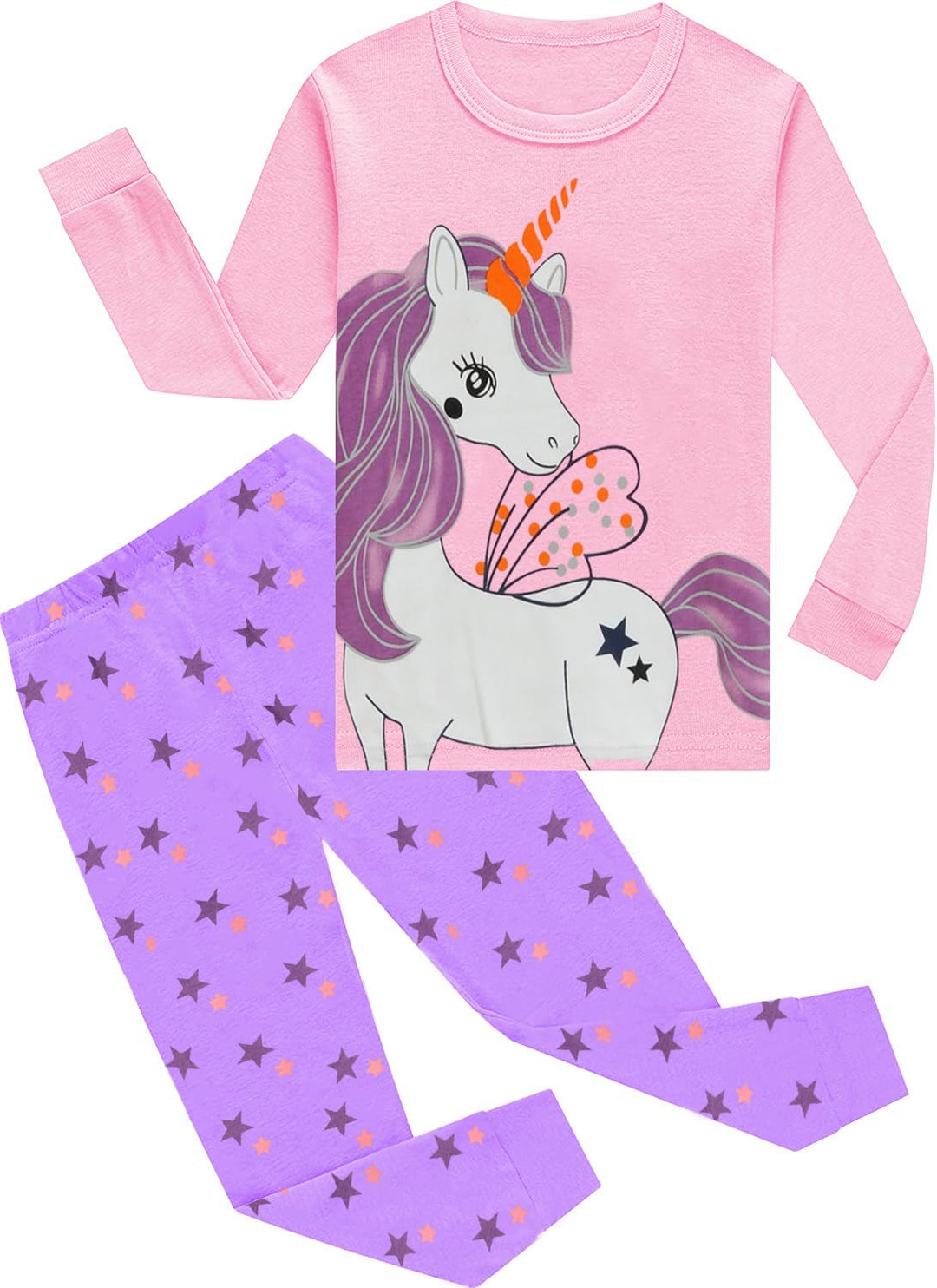 EULLA Kinder Schlafanzüge Mädchen Langarm Winter Pyjama Set Baumwolle Meerjungfrau Einhorn Prinzessi