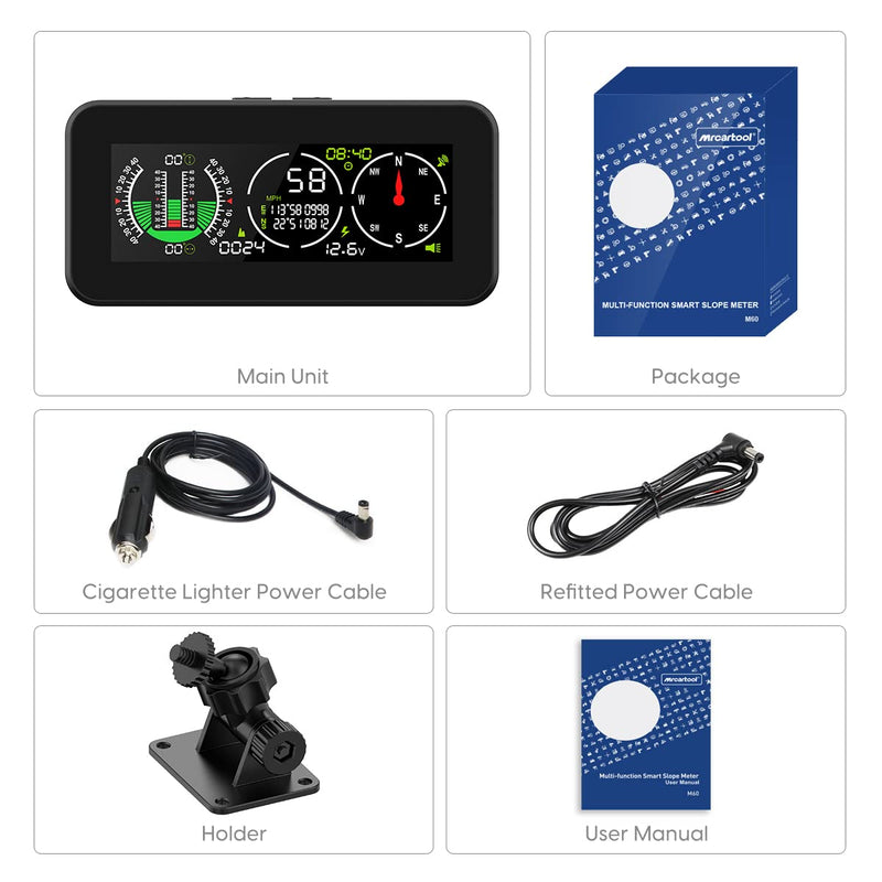 MR CARTOOL M60 Auto Neigungsmesser Kfz Digital GPS Tacho HUD Anzeige Clinometer mit Kompass für alle