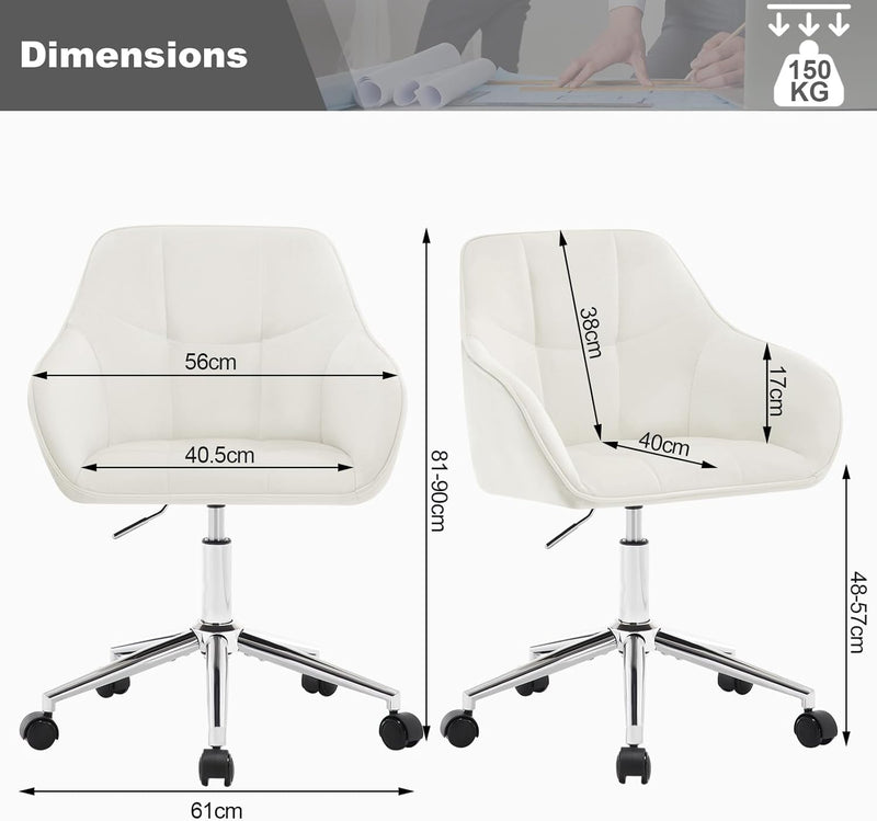 WOLTU Homeoffice Stuhl, Schreibtischstuhl, Drehstuhl, Schminkstuhl, höhenverstellbar, bis 150 kg bel