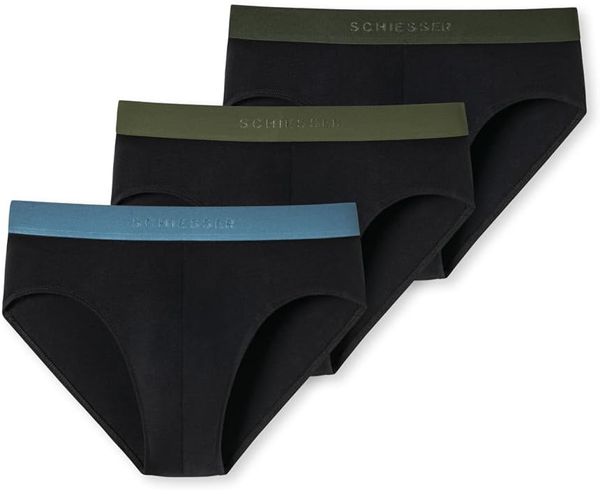 Schiesser Herren 3 PACK Slips Bio Baumwolle Multipack - 95/5 Organic S Sortiert 3_180193, S Sortiert