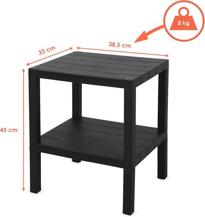Spetebo Kunststoff Beistelltisch klein in anthrazit mit 2 Ablagen - 45 x 38 cm - Standregal rechteck