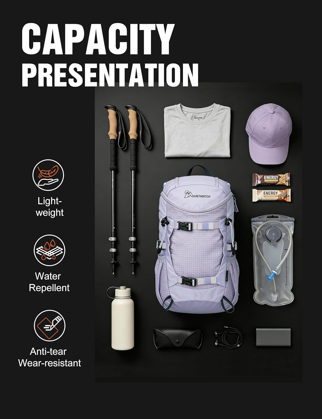 Mountaintop 20L Wanderrucksack Herren Damen Trekkingrucksack Reiserucksack Outdoor Rucksack Trekking