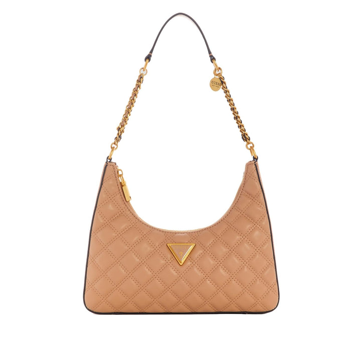 GUESS Damen Giully Top Zip Shoulder Bag Schultertasche, Reissverschluss Oben Einheitsgrösse Beige, E