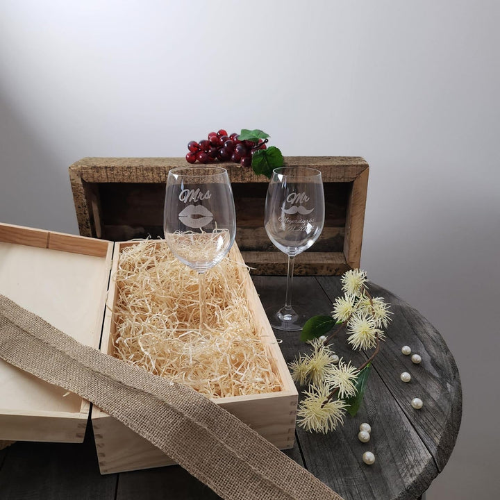 Geschenk zum Valentinstag – Wein Geschenksets – Weinglas mit Gravur 460ml – Hochzeitsgeschenke – Ges