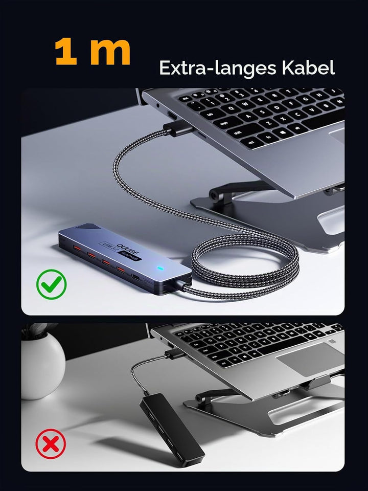 QUUGE USB C Hub 10 Gbps, PD100W, 4 USB 3.2 Datenports USB Splitter, Multiport Adapter USB Verteiler