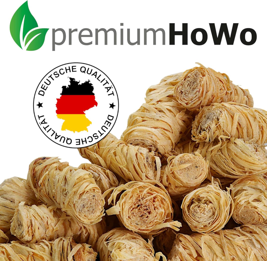 premiumHoWo (20kg = ca. 1600 Stück Kaminanzünder, Grillanzünder und Ofenanzünder - Öko-Anzündwolle,