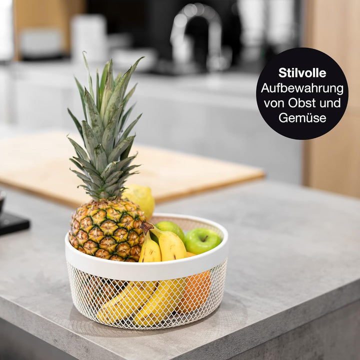 Moritz & Moritz Obstschale Weiss Metall 25cm - Obstkorb Weiss Modern – Korb für Geschenke, Früchte,