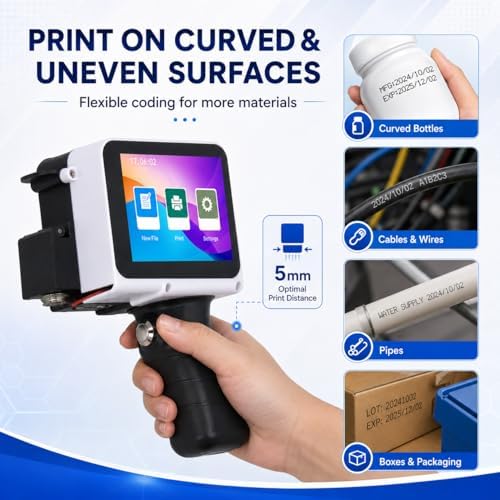 Handheld Tintenstrahldrucker, Handheld Drucker 12,7 mm Tintenstrahldruckmaschine für Barcode Datumse